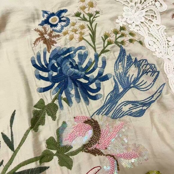 NWOT Johnny Was Bamboo KIMONO Embroidered Beaded sequins Floral Coat Jacket Sz S - Picture 12 of 16